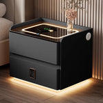 Load image into Gallery viewer, Smart Leather Nightstand with LED Ambience Light Wireless Charging Bluetooth Speaker and Digital Password Lock
