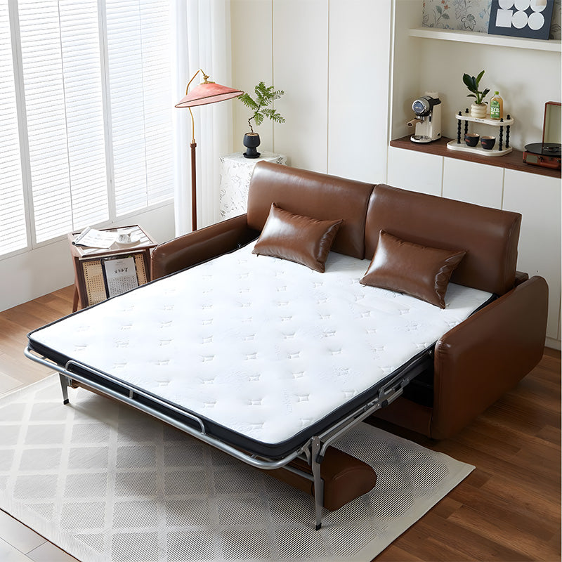 72.5" Leather Sleeper Sofa with 3.9" Thick Spring Mattress Modern Space-saving Design