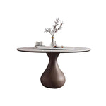 Load image into Gallery viewer, Round Dining Table Wooden Base and Ceramic Stone Top Modern Aesthetic
