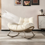 Load image into Gallery viewer, Modern Outdoor Rocking Lounge Chair with Cushioned Seat and Woven Base
