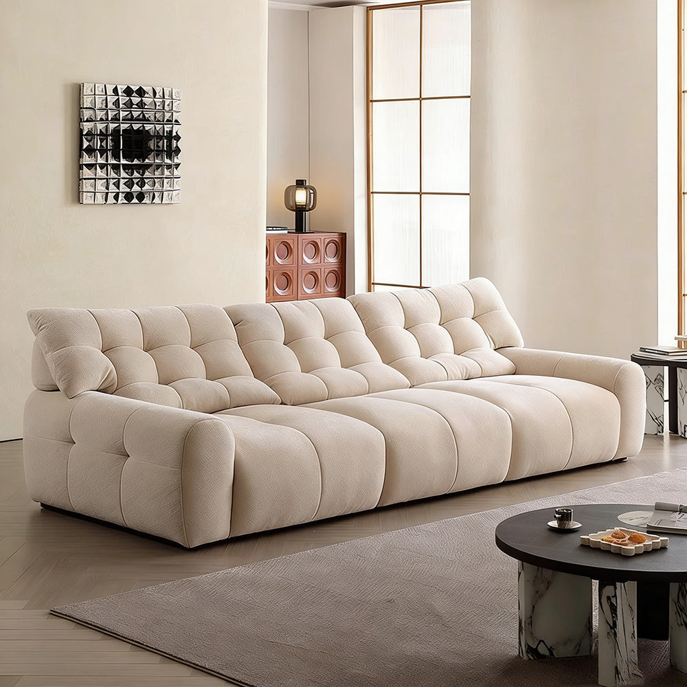 Modern Upholstered Sofa Movable Backrest Fabric Couch Minimalist Living Room Sofa