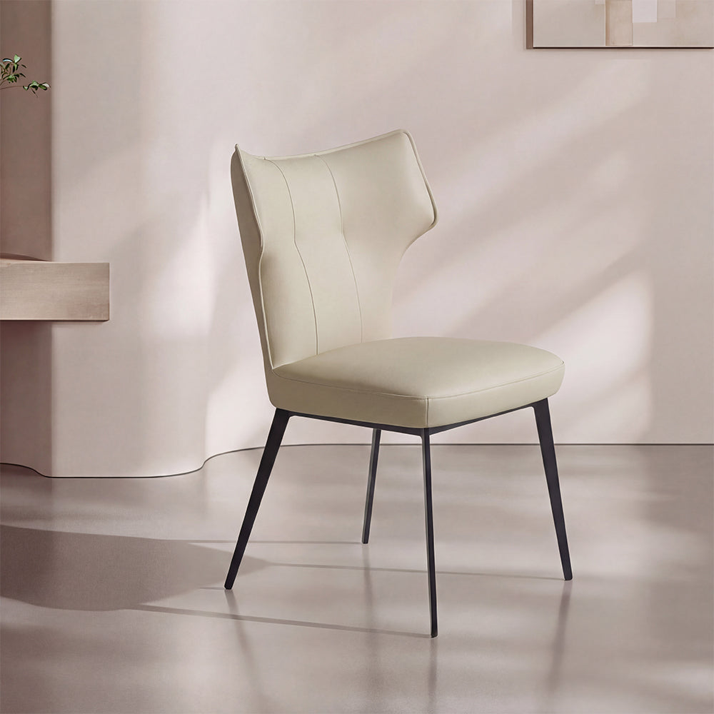Modern Faux Leather Dining Chair with Sculpted High Back Black Metal Legs 1 Piece