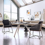 Load image into Gallery viewer, Modern Outdoor Lounge Chair with Handwoven Rope Backrest and Solid Wood Base
