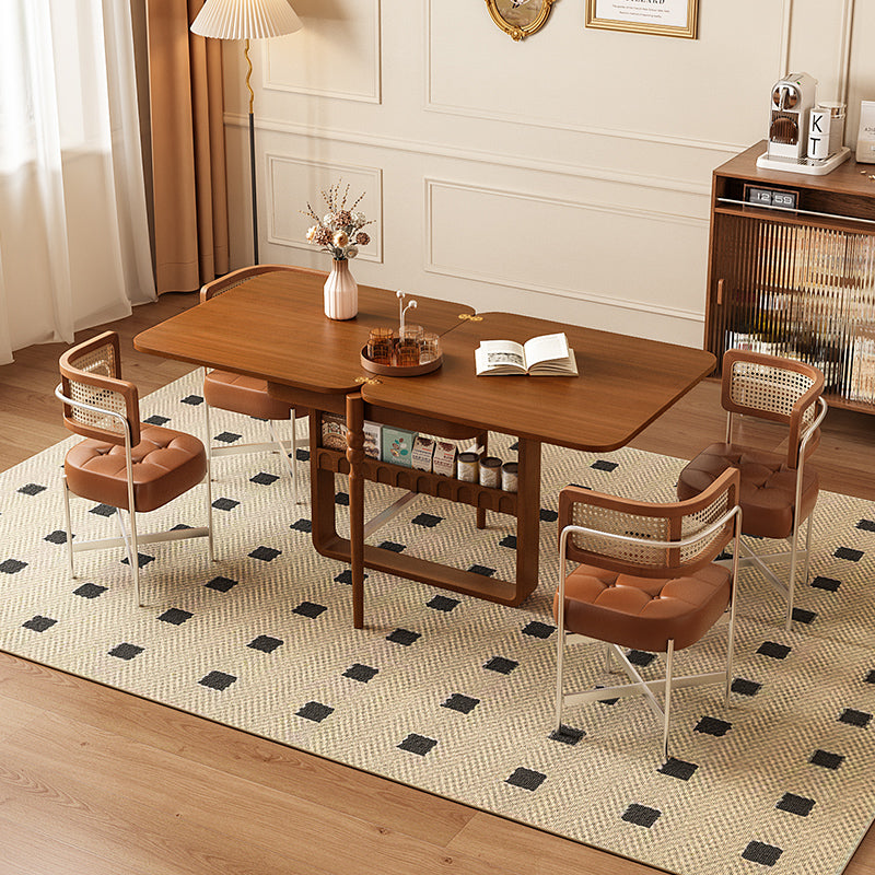 31.5″–63″ Extendable Dining Table Built-in Storage Rounded Tall Legs