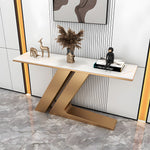 Load image into Gallery viewer, Golden Base Console Table with Decorative Accent
