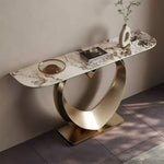 Load image into Gallery viewer, Elegant Heart-Shaped Base Console Table in Gold with Marble Top
