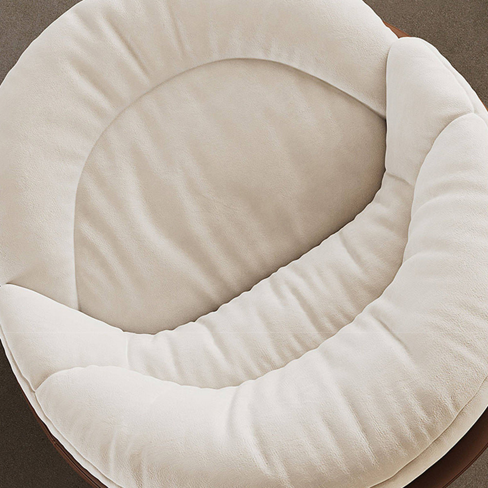 Cream Rocking Lounge Chair with Brown Wraparound Shell