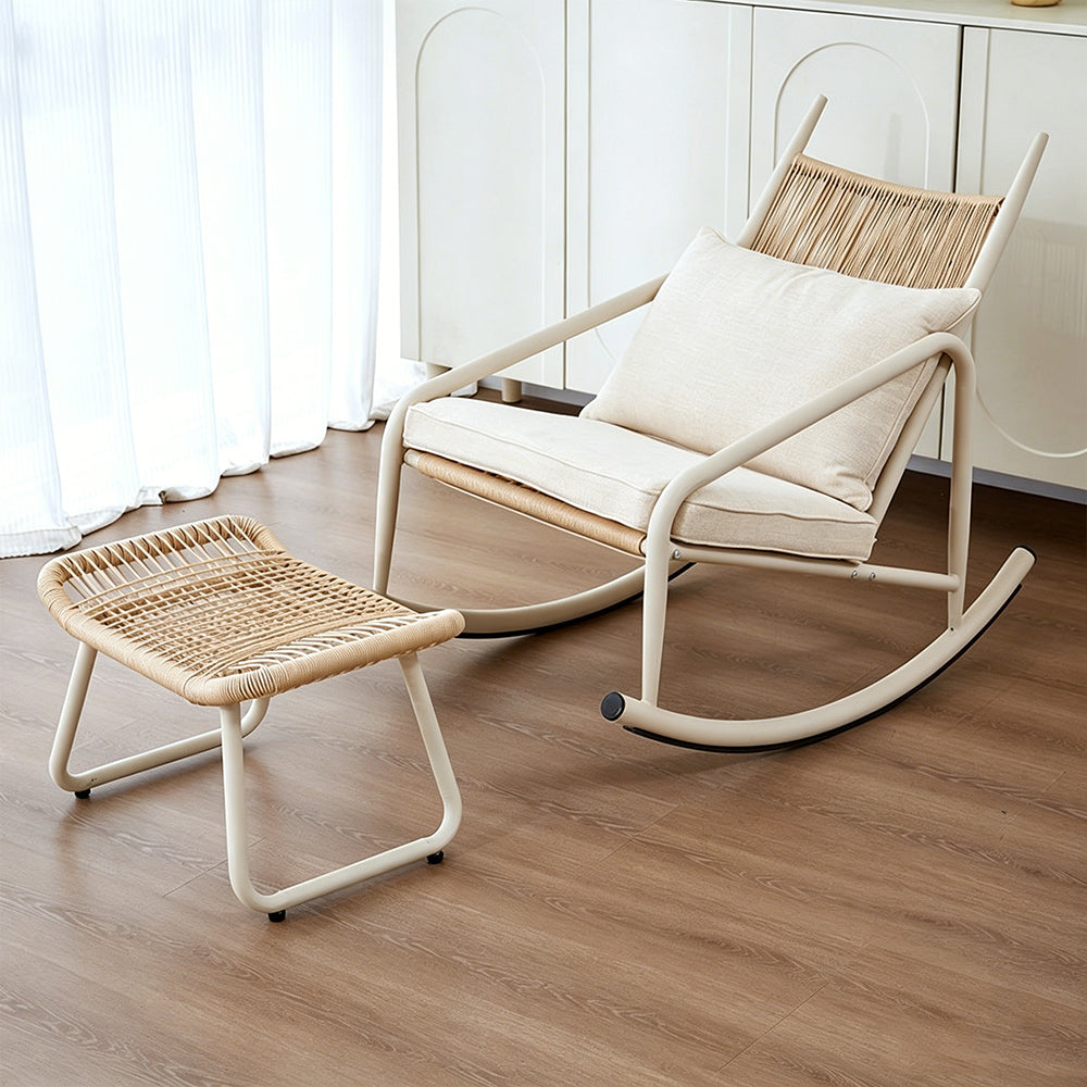 Outdoor Woven Rocking Chair with Cushions