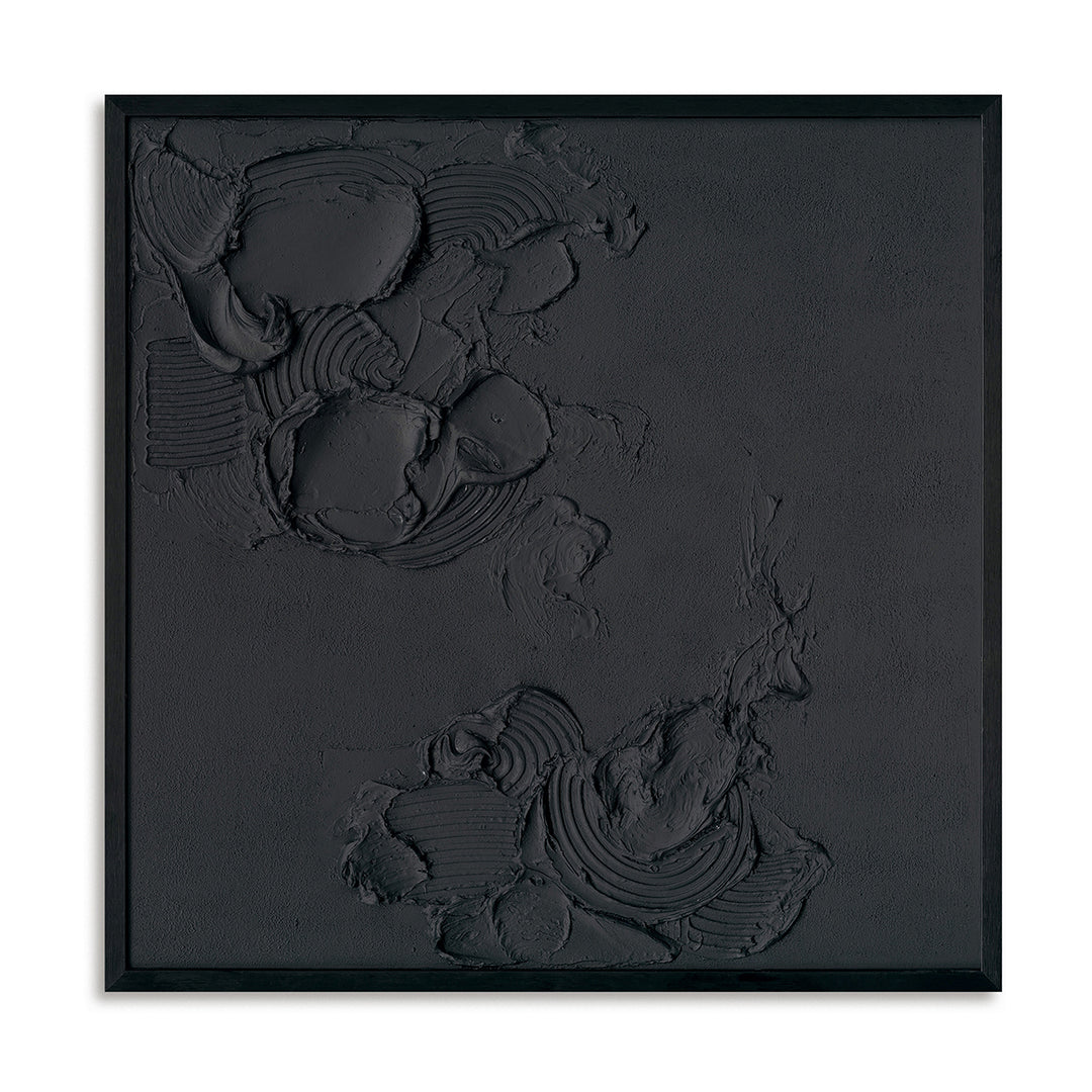 Handmade Modern Abstract Painting – Bold Black Textured Wall Art