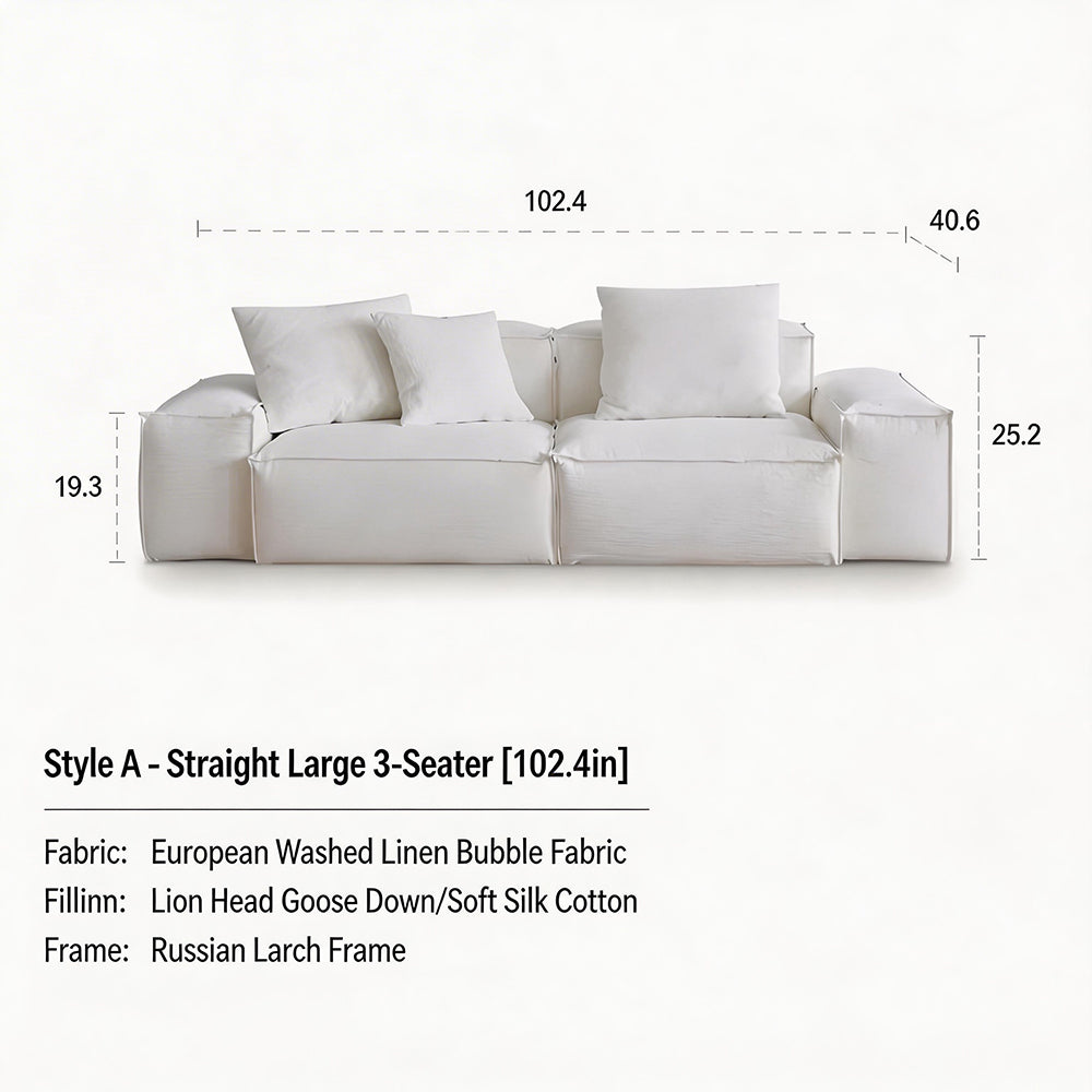 Modern Modular Sectional Sofa Removable Washable Cover Cream Upholstery Minimalist Low Profile Design