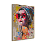 Load image into Gallery viewer, Handmade Pop Art Wall Painting – Colorful Woman Portrait with Newspaper Collage
