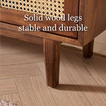 Load image into Gallery viewer, 59'' Mid-Century Modern Rattan Door Sideboard Cabinet Solid Wood Buffet Storage Console for Dining Room &amp; Living Room
