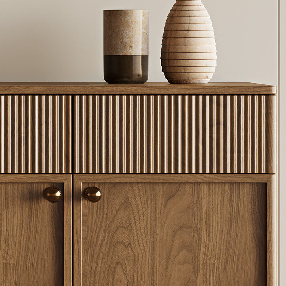 59'' Modern Wooden Sideboard with Fluted Detail Minimalist Storage Cabinet
