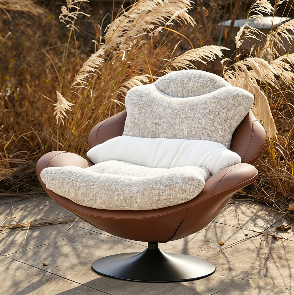 Modern Oversized Swivel Lounge Chair with Plush Cushion and Wraparound Backrest