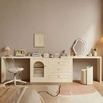 Load image into Gallery viewer, Modern Cream Vanity Desk with Storage Drawers
