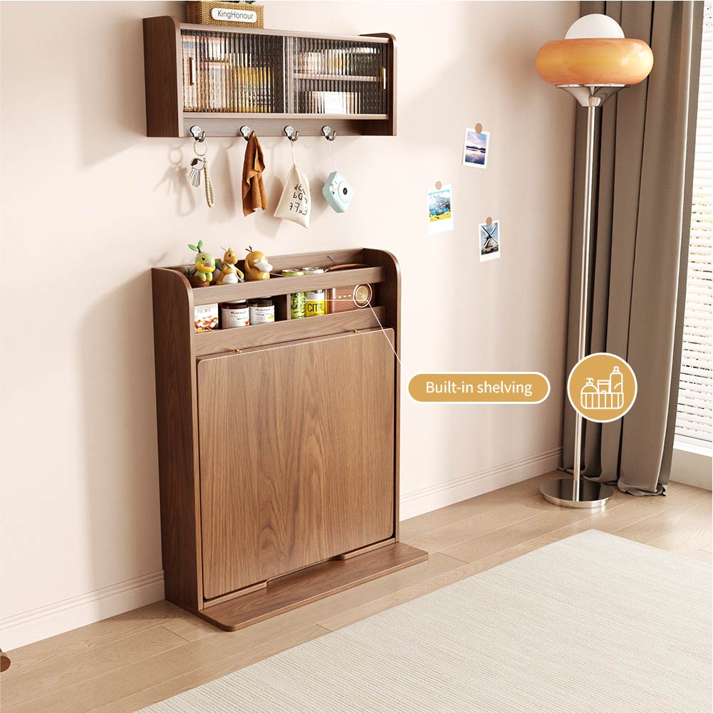62''Foldable Multifunctional Dining Table Integrated Storage Solid Wood Texture Multi-Scene Fit