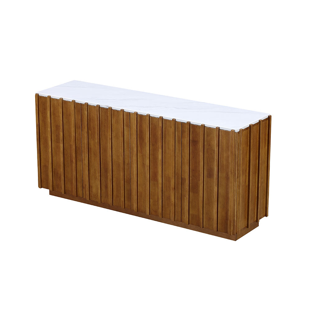 54.6'' Modern Fluted Wood Sideboard Cabinet with Warm Natural Finish