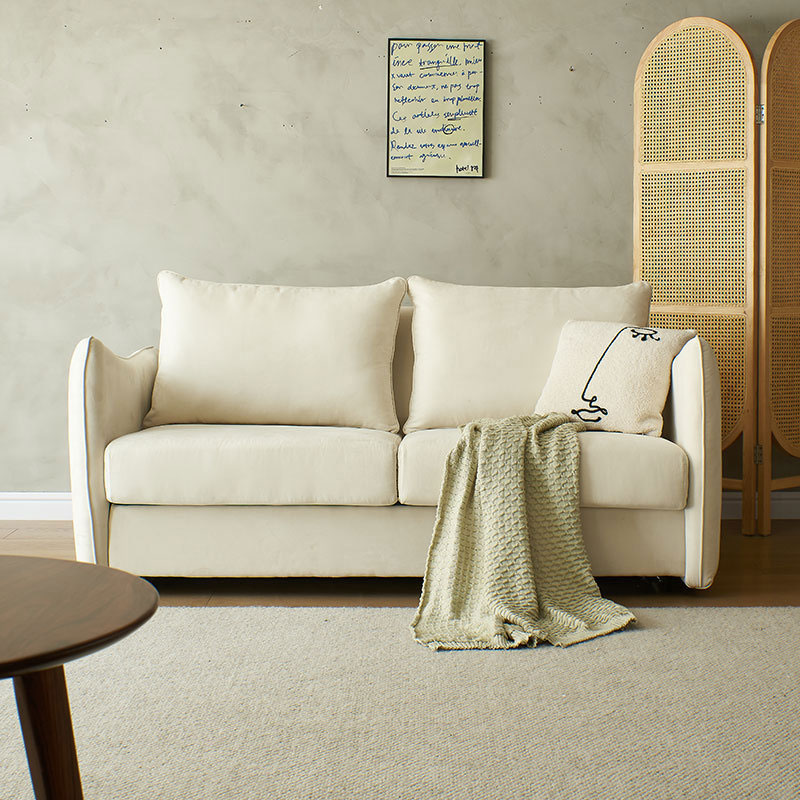 72.1" Convertible Sofa Bed with 3.9" Thick Independent Spring Mattress Beige Space-Saving Design