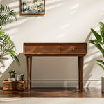 Load image into Gallery viewer, 39&#39;&#39;Walnut Dressing Table Folding Mirror Design Practical Storage Space
