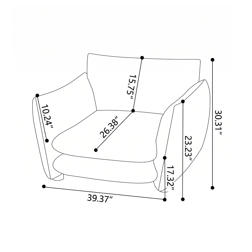 Modern Striped Upholstered Lounge Chair Minimalist Accent Armchair with Curved Arms and Deep Seat
