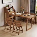 Load image into Gallery viewer, 69'' Rattan Dining Cabinet Table Set Foldable Storage Multi-Chair Design Solid Wood Finish
