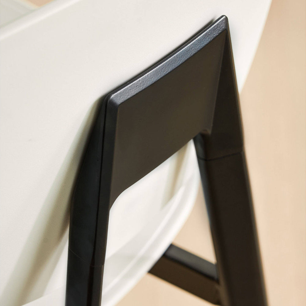 Modern Minimalist Bar Stool Black Metal Counter Chair with White Curved Backrest 1 Piece