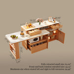 Load image into Gallery viewer, White &amp; Natural Multi-Function Sliding Kitchen Island Storage Power Outlets &amp; Dining in One
