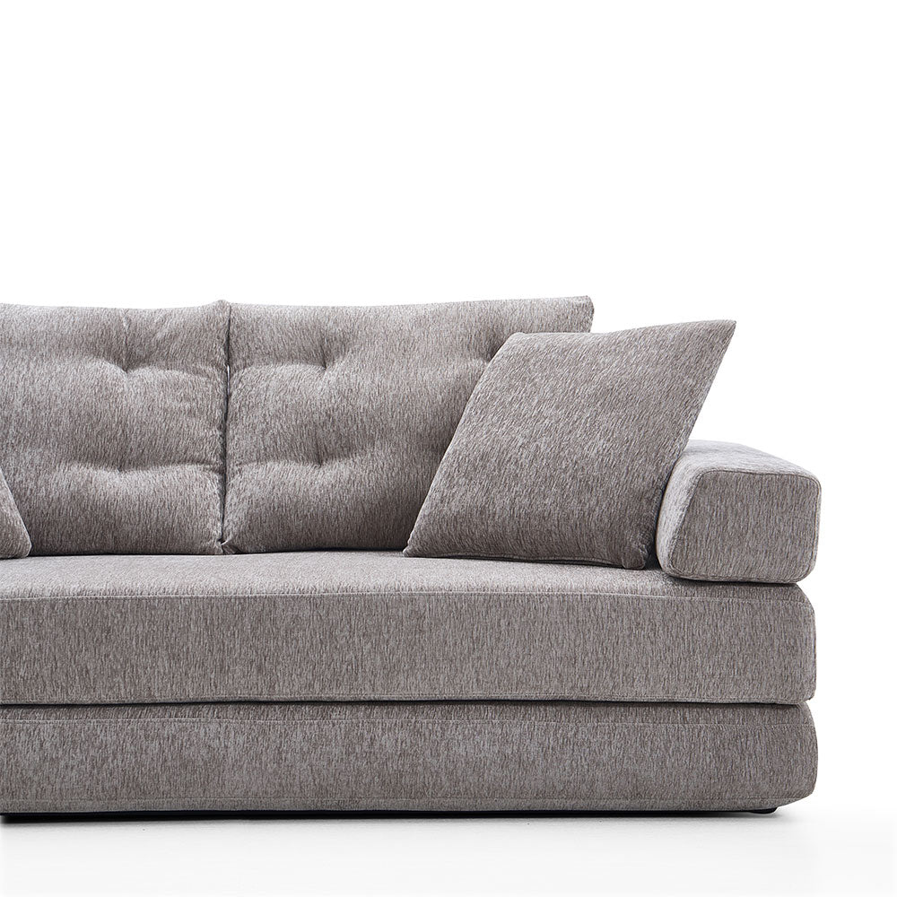 70''-78''Convertible Sofa Bed Tufted Cushion Armrest Foldable Design in Grey Fabric Upholstery