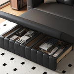 Load image into Gallery viewer, Modern Black Leather Sofa Bed with Pull-Out Sleeper Convertible 2-in-1 Couch
