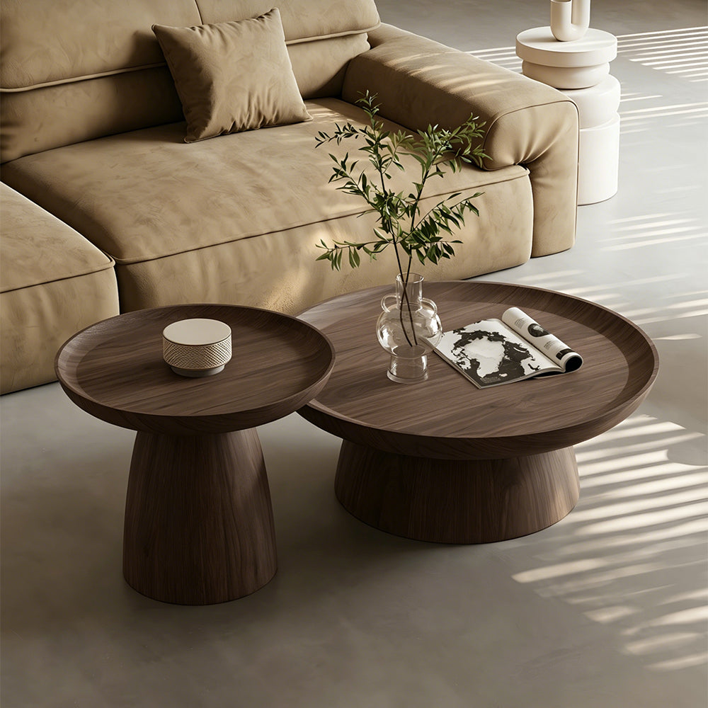 Modern Contemporary Walnut Nesting Coffee Table Set for Living Room