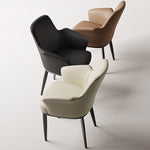 Load image into Gallery viewer, Modern Faux Leather Dining Chair with Curved Armrests and Metal Legs 1 Piece
