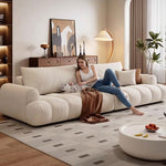 Load image into Gallery viewer, Modern Channel-Tufted Snow Velvet Sofa with Latex Cushioning
