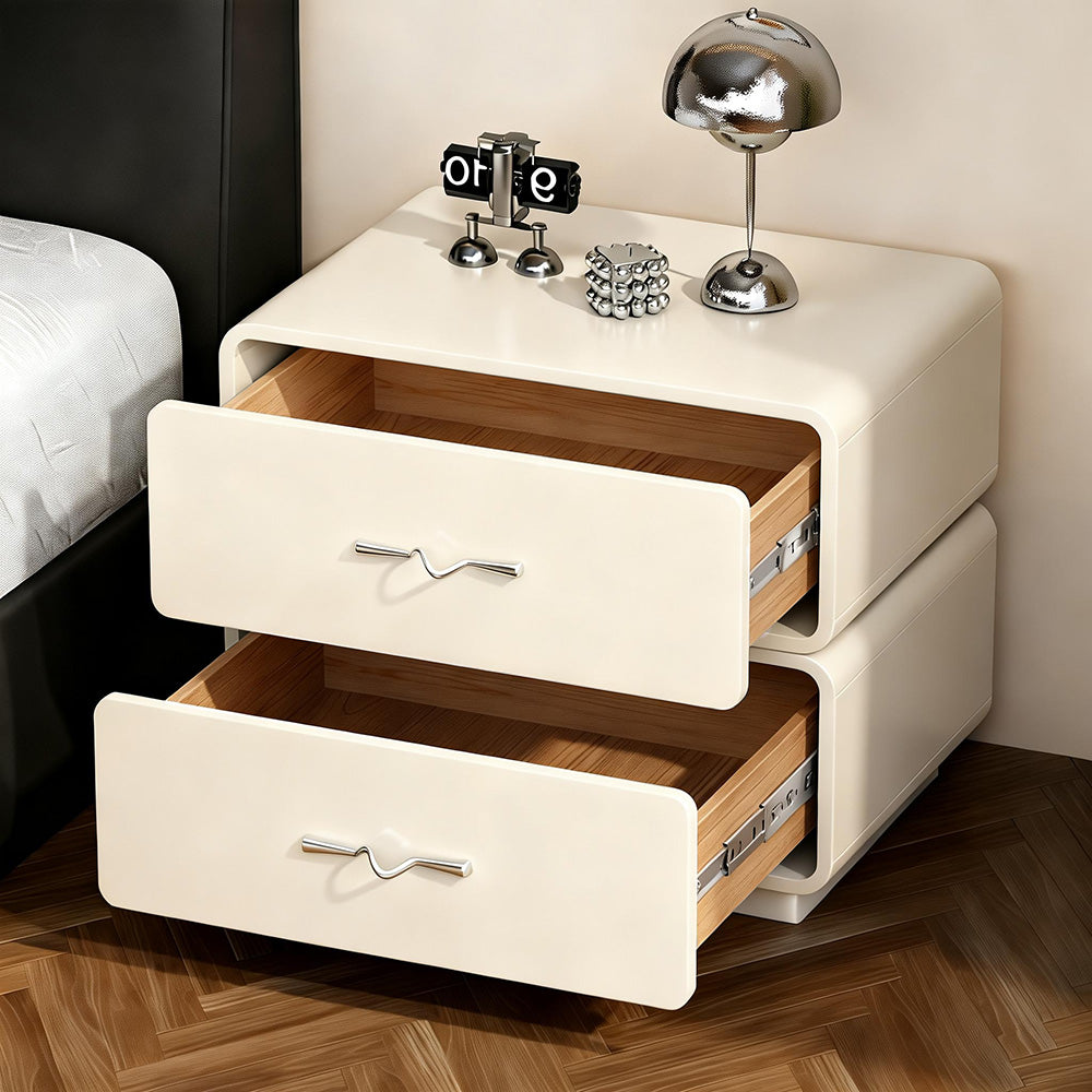 Modern Two-Tone Bedside Table with Soft Rounded Edges and Drawer Storage