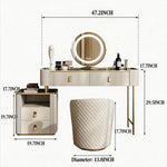 Load image into Gallery viewer, Modern Luxury Makeup Vanity Desk Marble Texture Top Dressing Table with Storage Drawers and Gold Metal Legs

