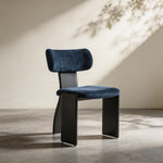 Load image into Gallery viewer, Modern Blue Upholstered Dining Chair with Black Metal Frame 1 Piece

