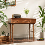 Load image into Gallery viewer, 46.8″ Wood Grain Writing Desk with Smooth Rounded Edges Two Drawers for Storage Modern Minimalist Design
