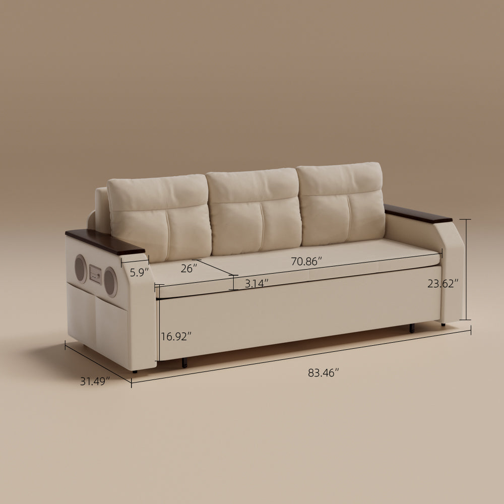 83'' Modern Convertible Sofa Bed with Storage Contemporary Upholstered Sleeper Sofa