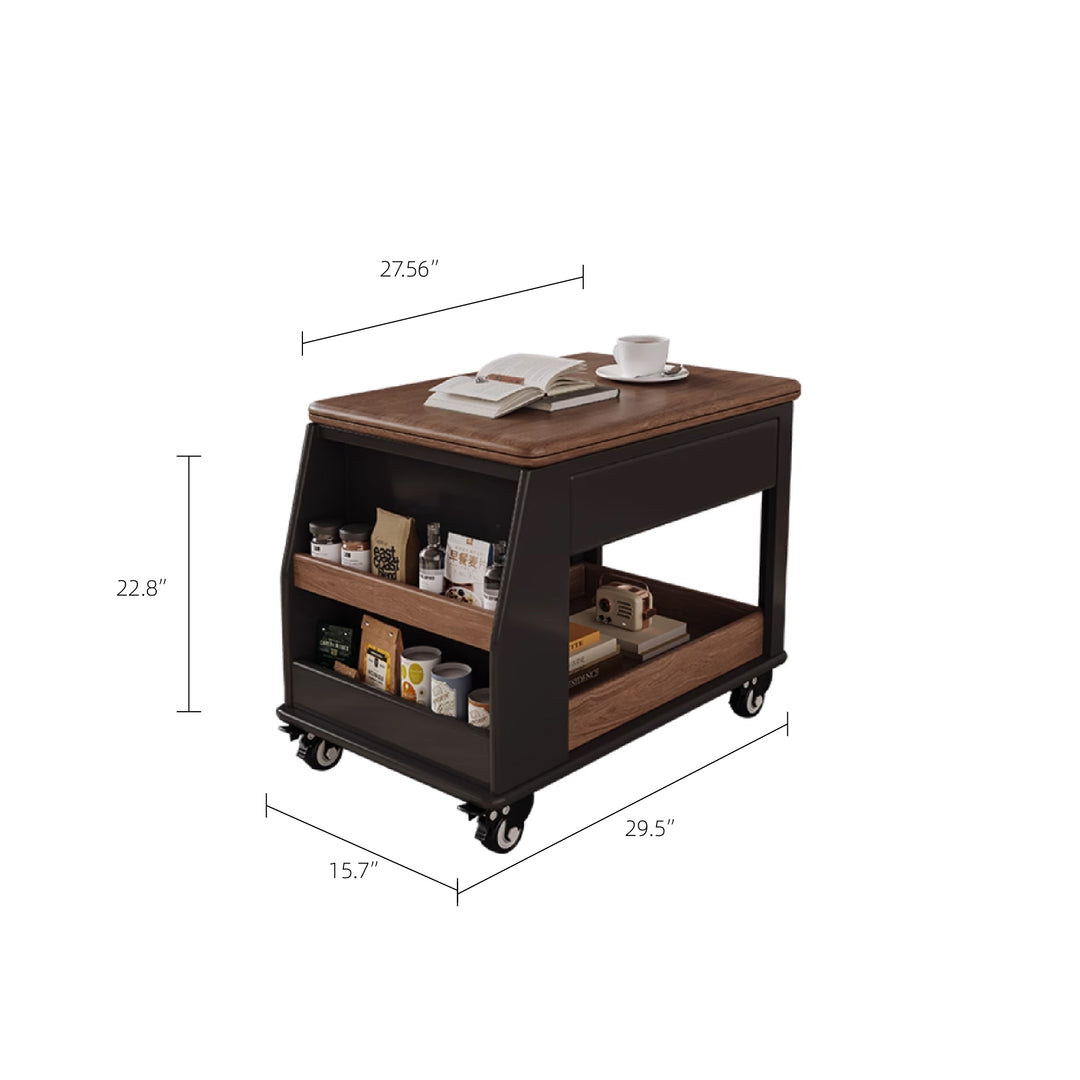 Lift Top Coffee Table with Hidden Storage and Rolling Wheels Modern Multifunctional Design for Living Room