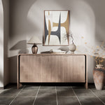 Load image into Gallery viewer, 58.5&quot; Sideboard Modern Minimalist Wooden Cabinet with Fluted Doors and Ample Storage
