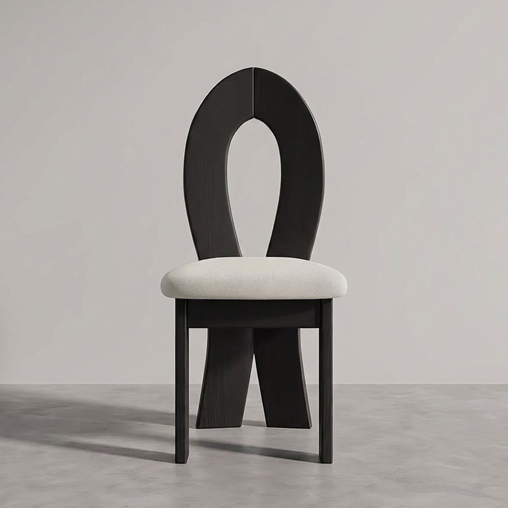 Modern Sculptural Dining Chair Set of 2 Solid Wood Frame Upholstered Seat Curved Loop Back Accent Chair