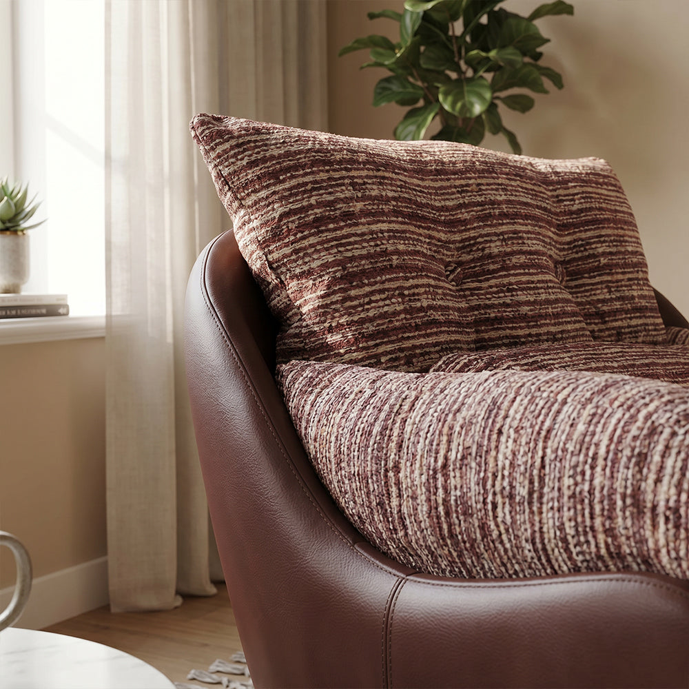 Rocking Lounge Chair with Textured Upholstery and Brown Wraparound Shell