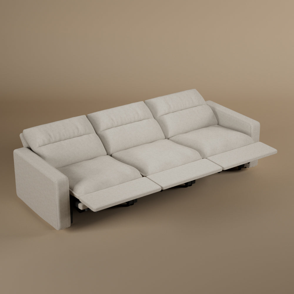 80.34''Power Recliner Sofa with USB Ports, Adjustable Backrest & Footrest, High-Density Cushions, Modern Minimalist Living Room Sofa