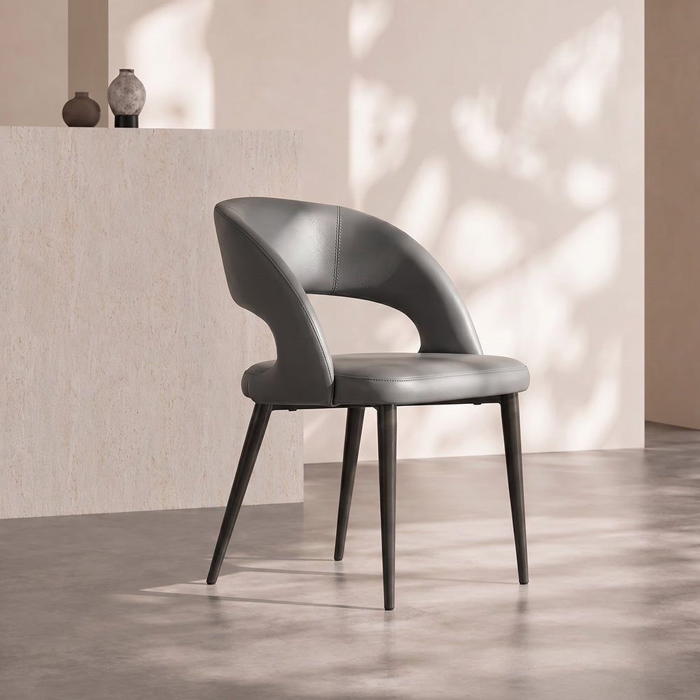 Matte Black Carbon Steel Leg Two Tone Faux Leather Dining Side Chair 1 Piece