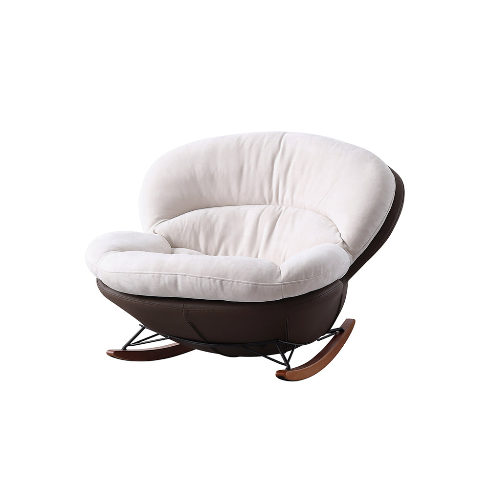Oversized Plush Rocking Lounge Chair with Curved Wooden Base