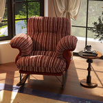 Load image into Gallery viewer, Modern Rocking Lounge Chair Striped Upholstery Accent Chair Curved Armrest Relax Chair
