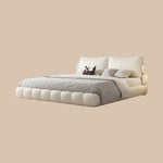 Load image into Gallery viewer, Queen Size Modern Bed with Ultra-Fiber Leather Steel-Wood Slatted Frame and Sleek Minimalist Design
