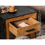 Load image into Gallery viewer, Modern Solid Wood Nightstand Textured Drawer Front Bedside Table with Open Shelf Minimalist Storage Side Table
