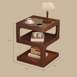 Load image into Gallery viewer, Modern Solid Wood Bedside Table with Fluted Glass Top Multi Layer Storage Nightstand
