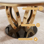 Load image into Gallery viewer, Round Dining Table Lazy Susan Marble Effect Ring Base Gold Accents Perfect for 4-6 People

