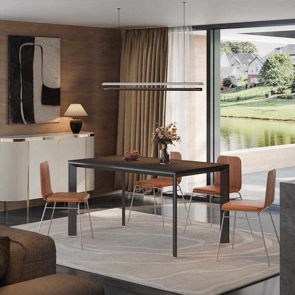 54.6''/ 62.4'' Dining Table Modern Style Elegant Design Spacious Surface for Dining and Gathering